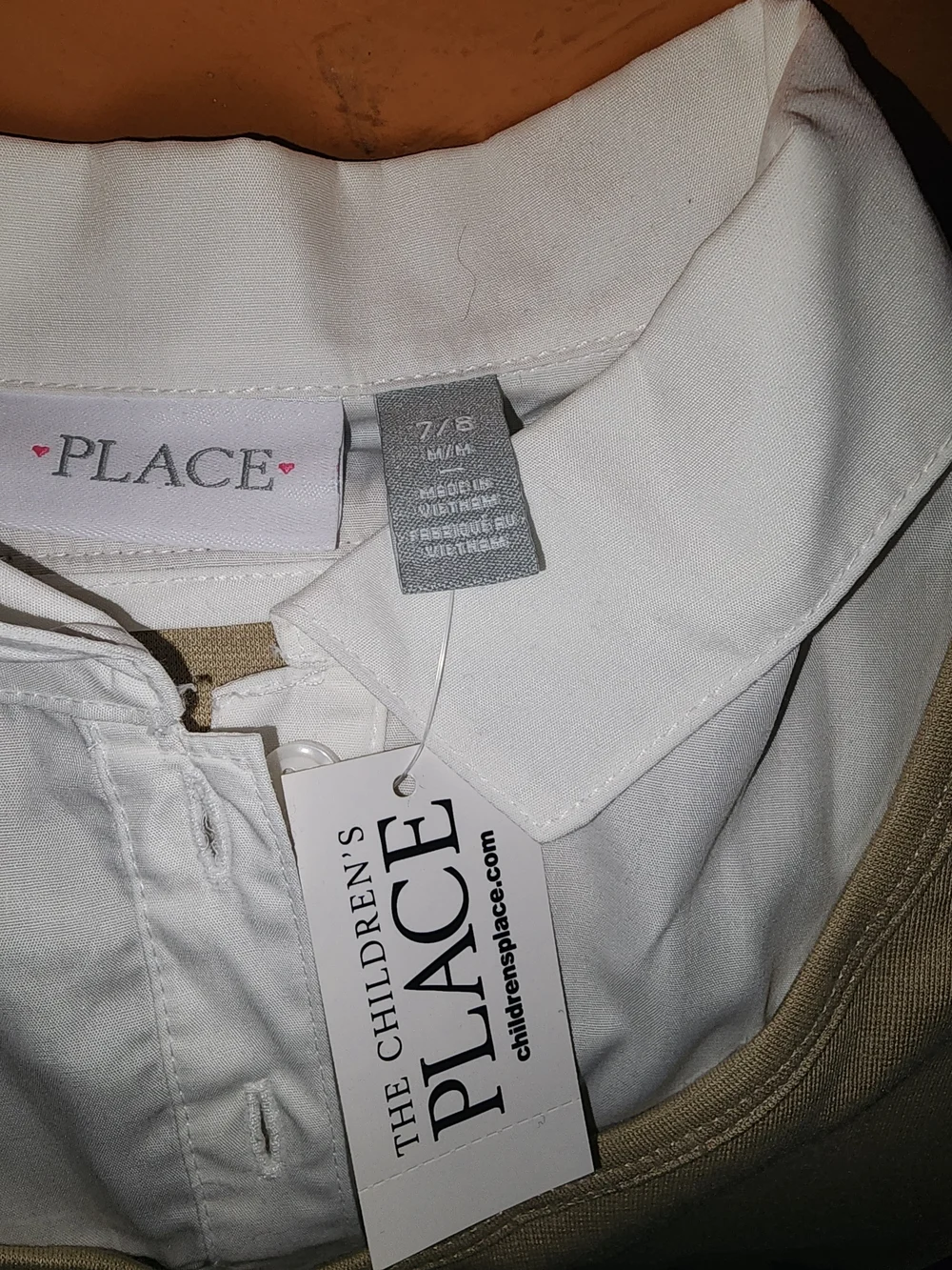 The Children's Place White Collared  with Khaki Layer Uniform Dress